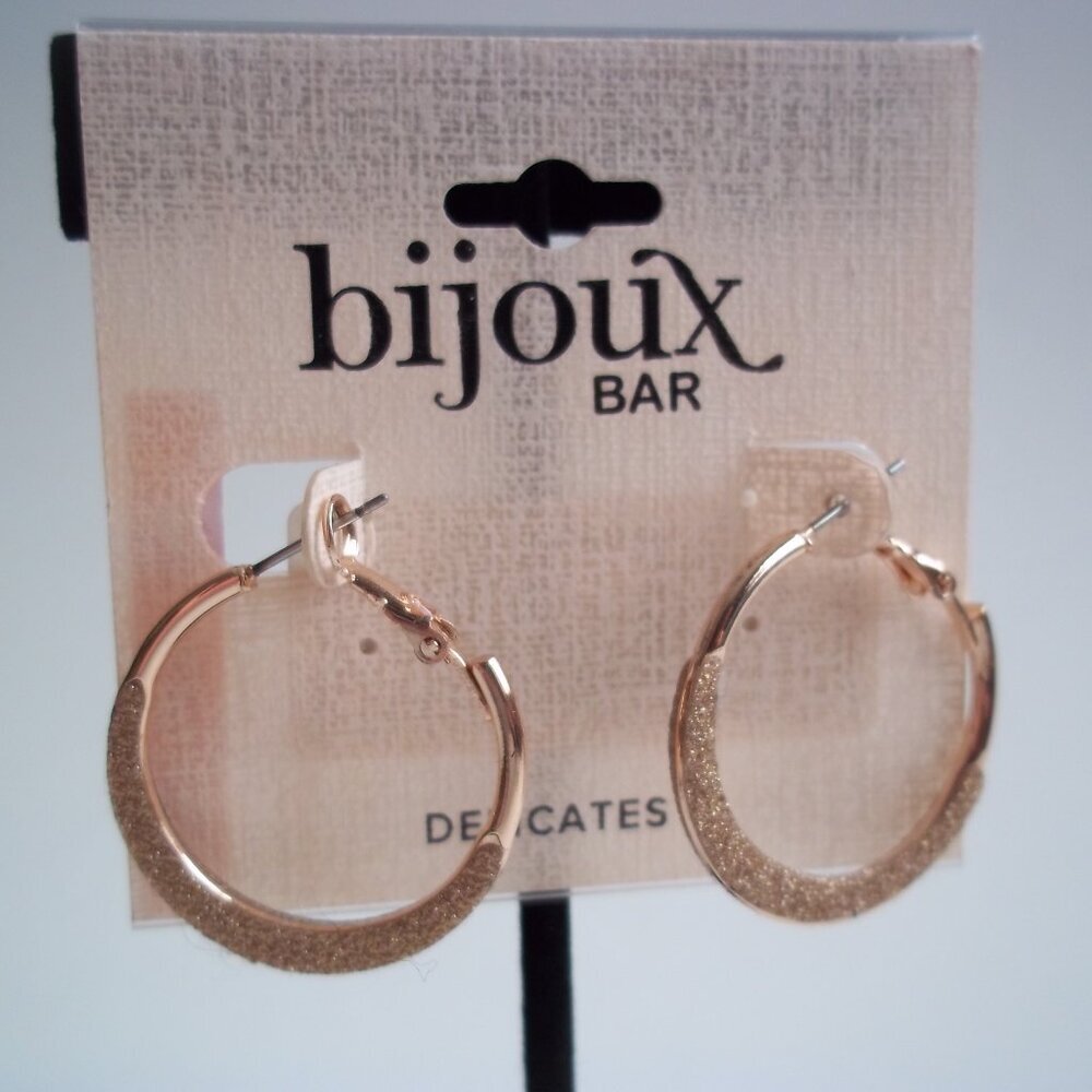 Bijoux Bar Rose Gold Colored Hoop Earrings NEW